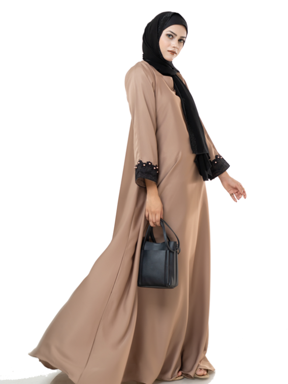 Embroidered And Pearls Sleeves Abaya