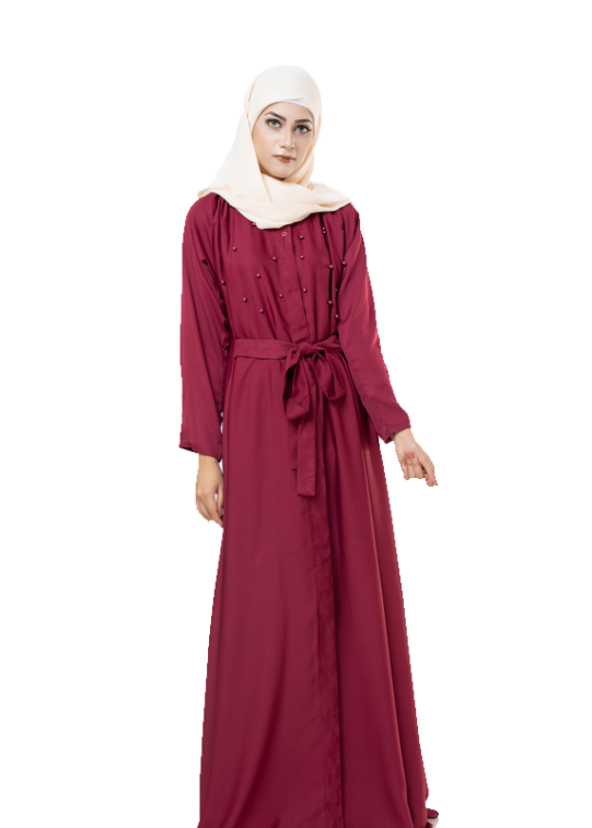 Front Open Pearl Abaya - chachaoutfits