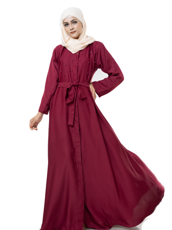 Front Open Pearl Abaya - chachaoutfits