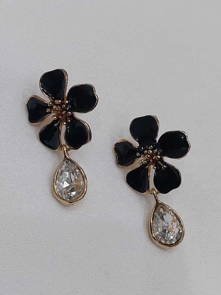 Black Flower Earrings