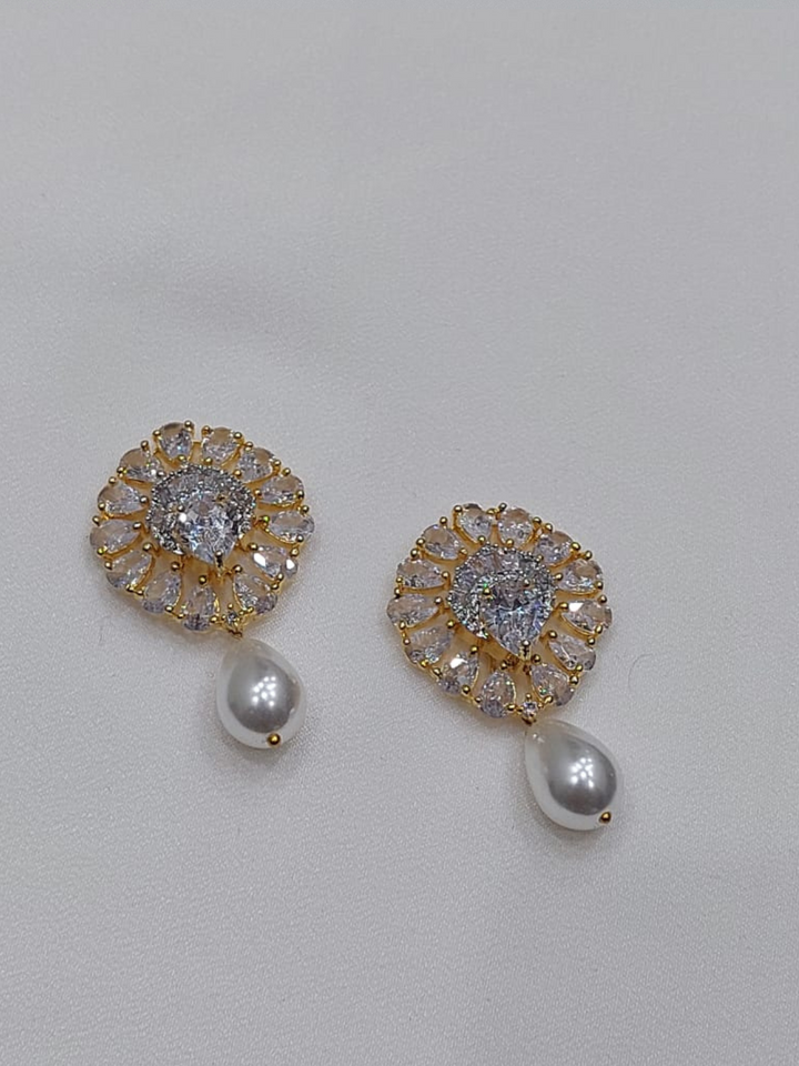 Zircon Pearl Drop Earrings