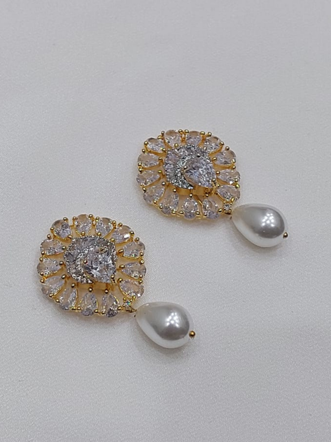 Zircon Pearl Drop Earrings